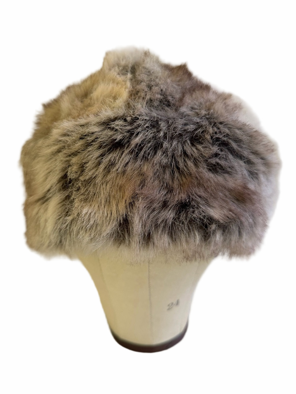 Parkhurst Faux Fur Hat Cap Made in Canada Beige Gray Tan EUC
